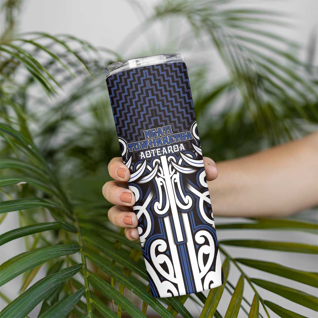 Custom Aotearoa Ngati Tuwharetoa Skinny Tumbler Maori Tribal Pattern Mix Poutama