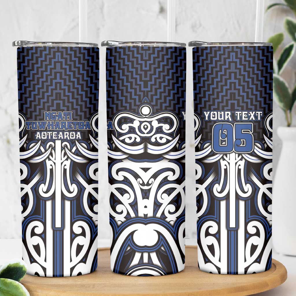 Custom Aotearoa Ngati Tuwharetoa Skinny Tumbler Maori Tribal Pattern Mix Poutama