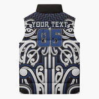 Custom Aotearoa Ngati Tuwharetoa Sleeveless Puffer Jacket Maori Tribal Pattern Mix Poutama