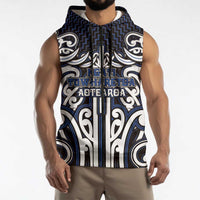 Custom Aotearoa Ngati Tuwharetoa Sleeveless Zip Hoodie Maori Tribal Pattern Mix Poutama