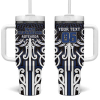 Custom Aotearoa Ngati Tuwharetoa Tumbler With Handle Maori Tribal Pattern Mix Poutama LT05 One Size: 40 oz Navy - Polynesian Pride