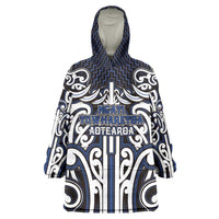 Custom Aotearoa Ngati Tuwharetoa Wearable Blanket Hoodie Maori Tribal Pattern Mix Poutama