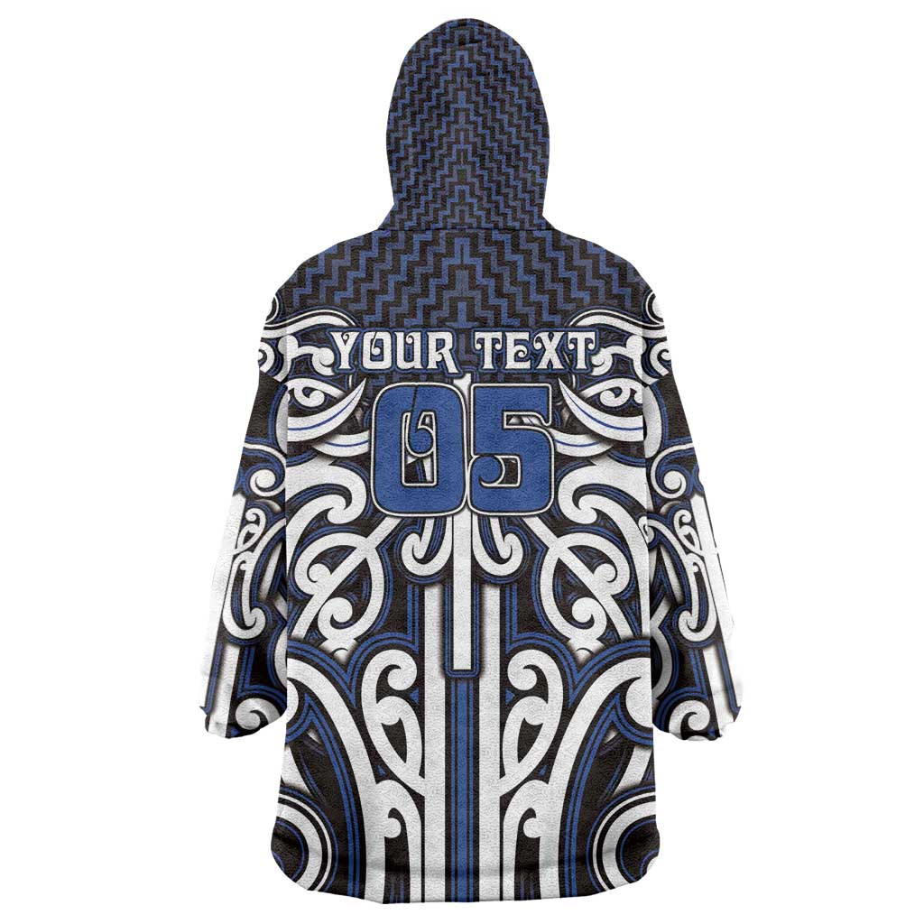 Custom Aotearoa Ngati Tuwharetoa Wearable Blanket Hoodie Maori Tribal Pattern Mix Poutama