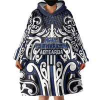 Custom Aotearoa Ngati Tuwharetoa Wearable Blanket Hoodie Maori Tribal Pattern Mix Poutama