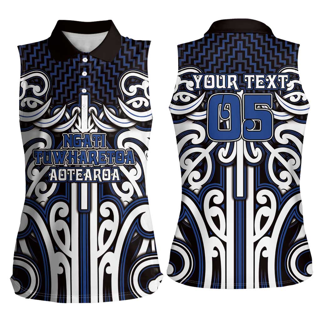 Custom Aotearoa Ngati Tuwharetoa Women Sleeveless Polo Shirt Maori Tribal Pattern Mix Poutama