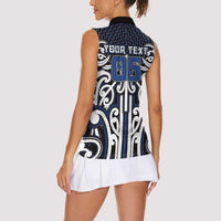 Custom Aotearoa Ngati Tuwharetoa Women Sleeveless Polo Shirt Maori Tribal Pattern Mix Poutama
