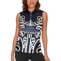 Custom Aotearoa Ngati Tuwharetoa Women Sleeveless Polo Shirt Maori Tribal Pattern Mix Poutama