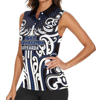 Custom Aotearoa Ngati Tuwharetoa Women Sleeveless Polo Shirt Maori Tribal Pattern Mix Poutama