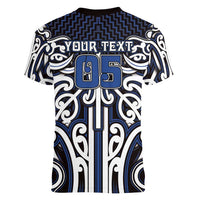 Custom Aotearoa Ngati Tuwharetoa Women V-Neck T-Shirt Maori Tribal Pattern Mix Poutama