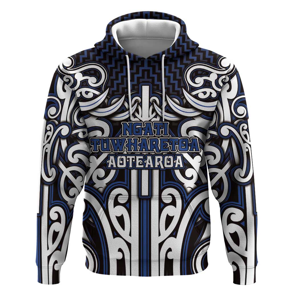 Custom Aotearoa Ngati Tuwharetoa Zip Hoodie Maori Tribal Pattern Mix Poutama