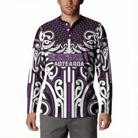 Custom Aotearoa Rangitane Button Sweatshirt Maori Tribal Pattern Mix Poutama LT05 - Polynesian Pride