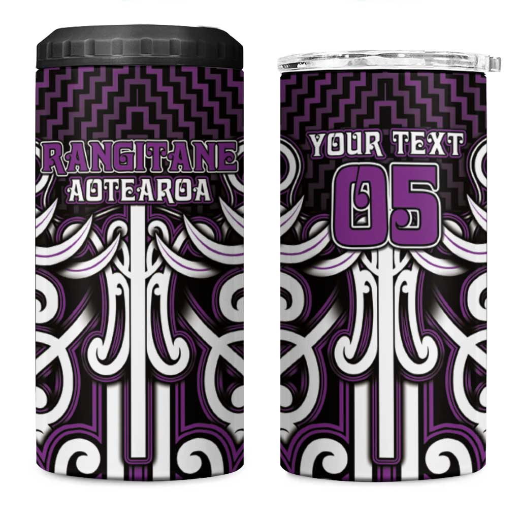 Custom Aotearoa Rangitane 4 in 1 Can Cooler Tumbler Maori Tribal Pattern Mix Poutama