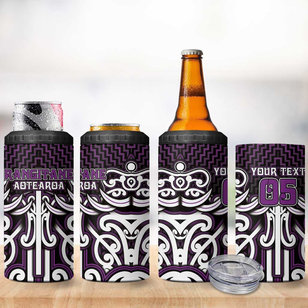 Custom Aotearoa Rangitane 4 in 1 Can Cooler Tumbler Maori Tribal Pattern Mix Poutama