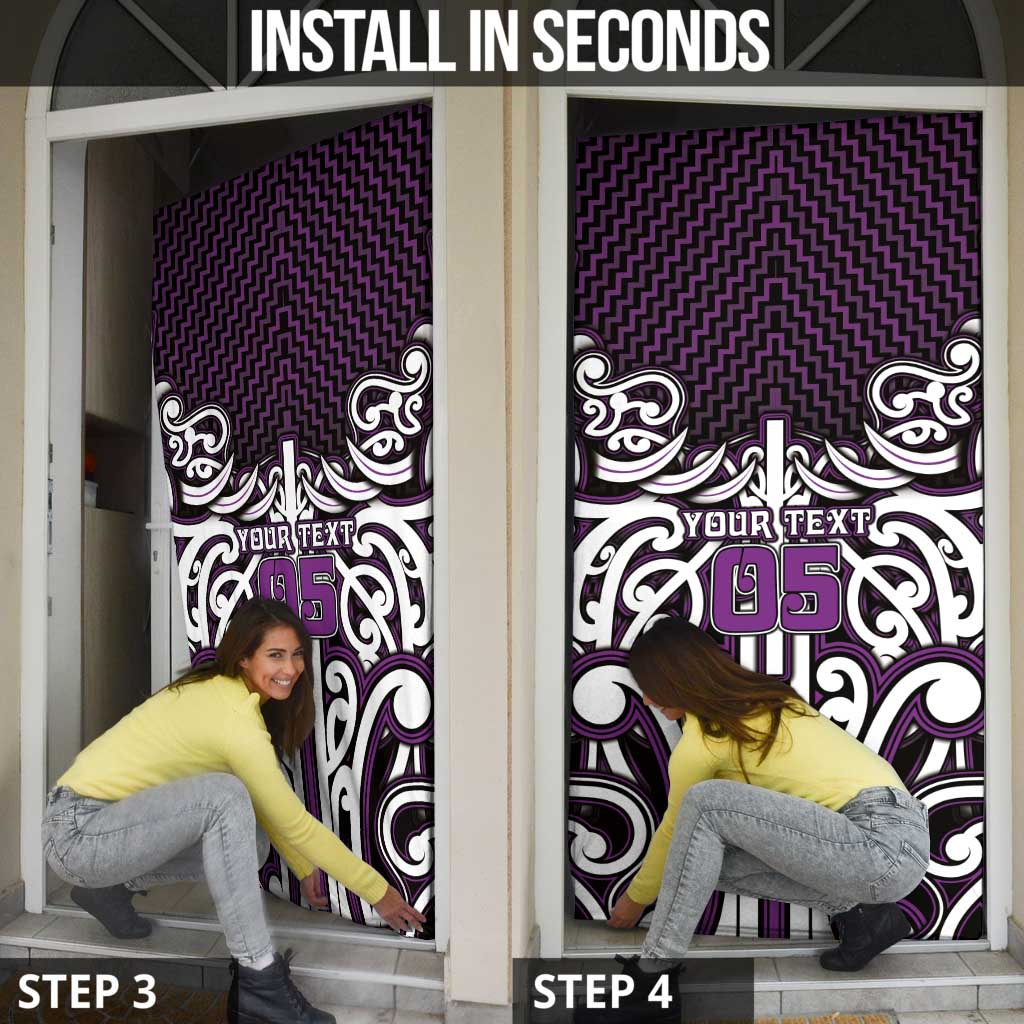 Custom Aotearoa Rangitane Door Cover Maori Tribal Pattern Mix Poutama