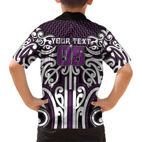 Custom Aotearoa Rangitane Family Matching Off Shoulder Short Dress and Hawaiian Shirt Maori Tribal Pattern Mix Poutama