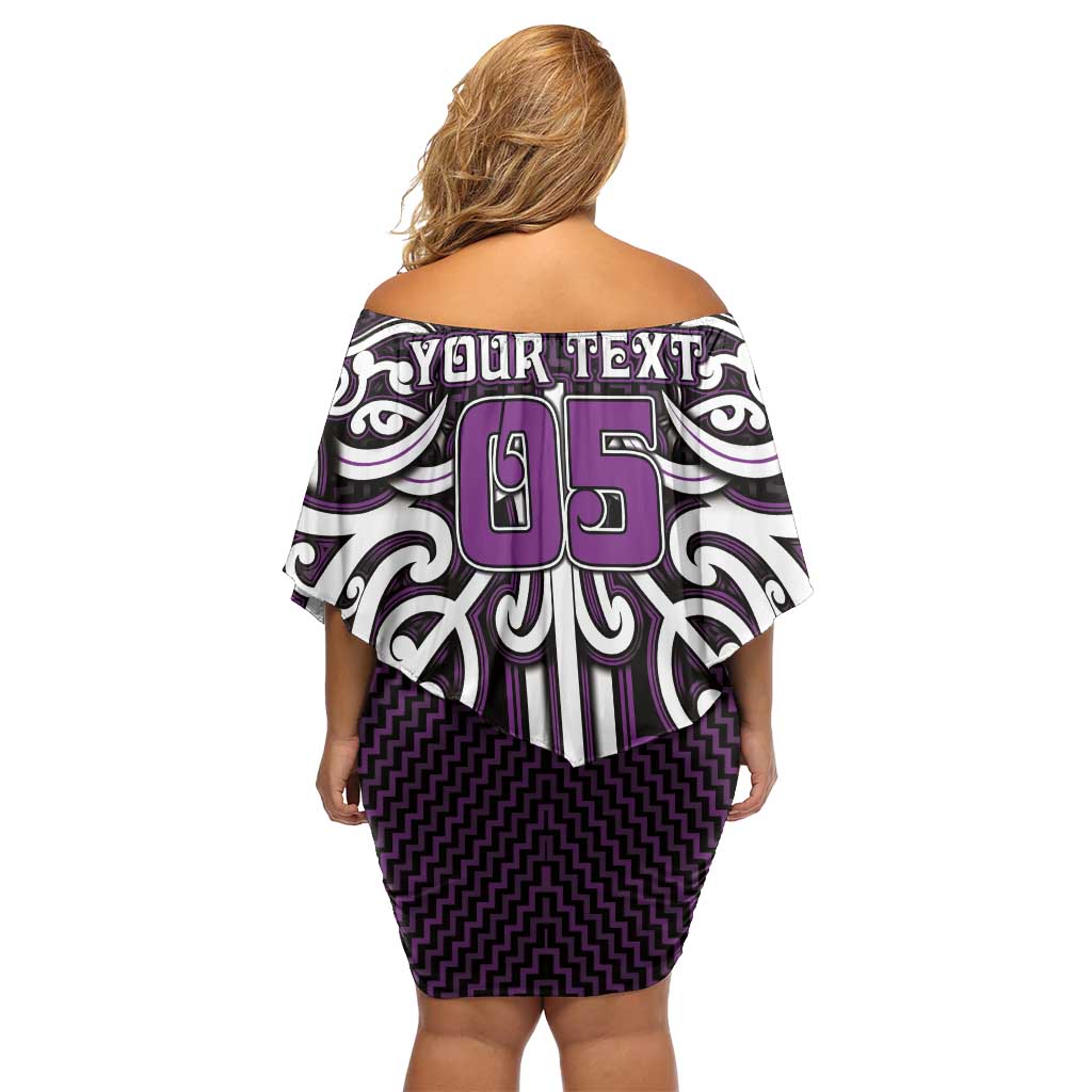 Custom Aotearoa Rangitane Family Matching Off Shoulder Short Dress and Hawaiian Shirt Maori Tribal Pattern Mix Poutama