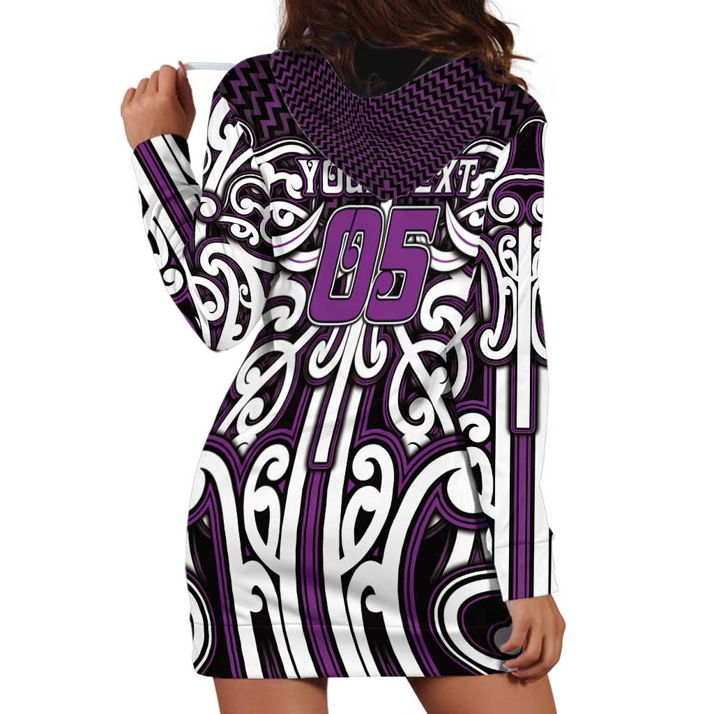 Custom Aotearoa Rangitane Hoodie Dress Maori Tribal Pattern Mix Poutama