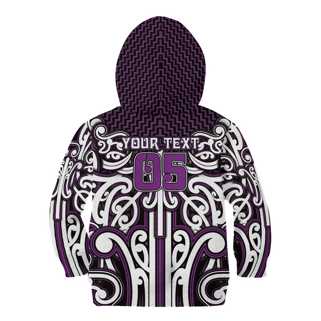 Custom Aotearoa Rangitane Kid Hoodie Maori Tribal Pattern Mix Poutama