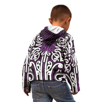 Custom Aotearoa Rangitane Kid Hoodie Maori Tribal Pattern Mix Poutama