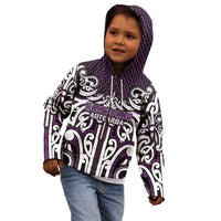 Custom Aotearoa Rangitane Kid Hoodie Maori Tribal Pattern Mix Poutama