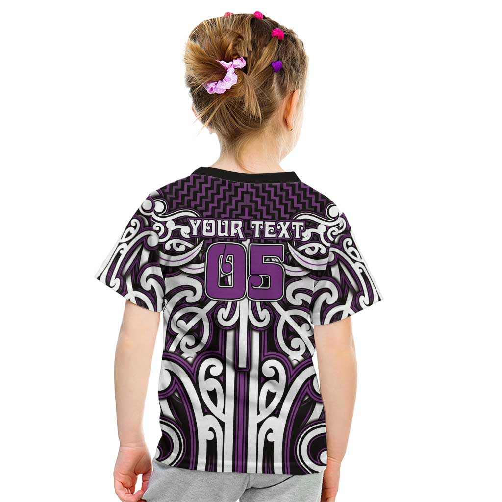Custom Aotearoa Rangitane Kid T Shirt Maori Tribal Pattern Mix Poutama