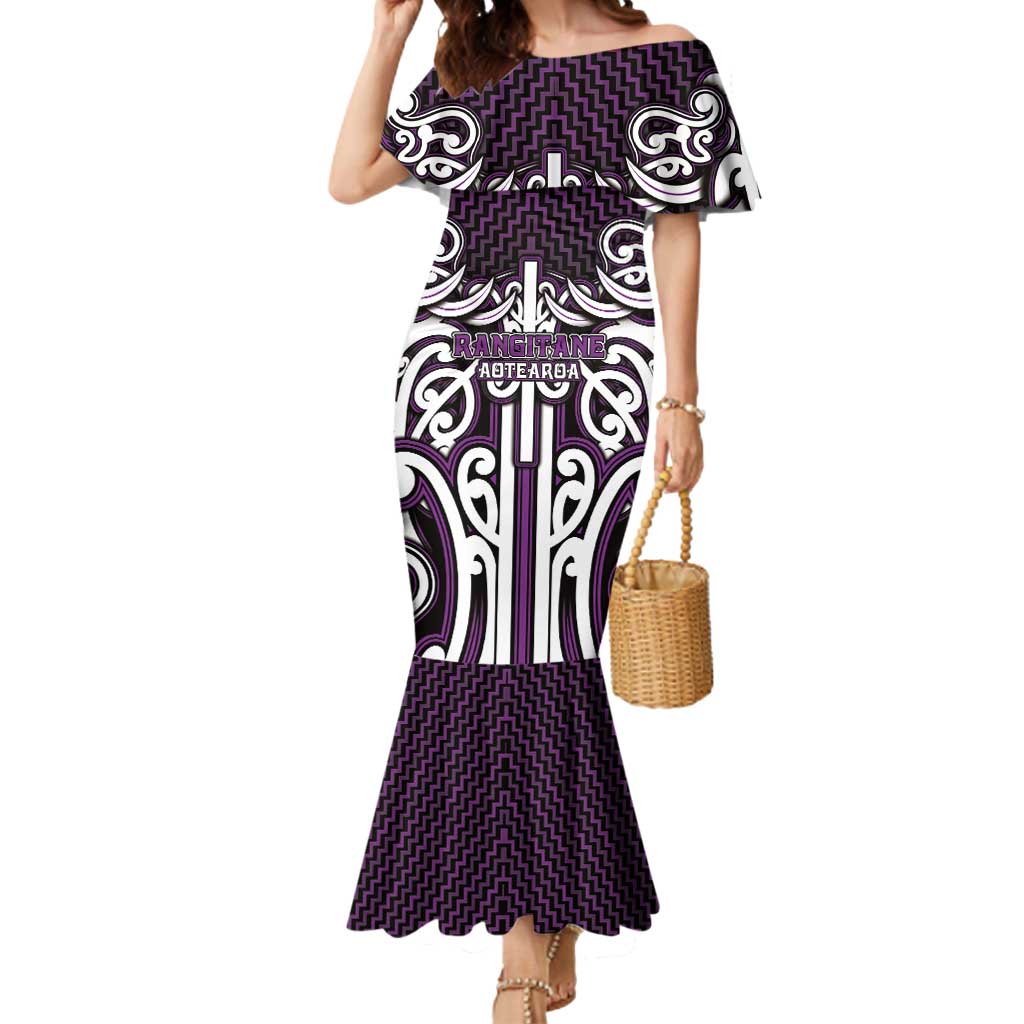 Custom Aotearoa Rangitane Mermaid Dress Maori Tribal Pattern Mix Poutama