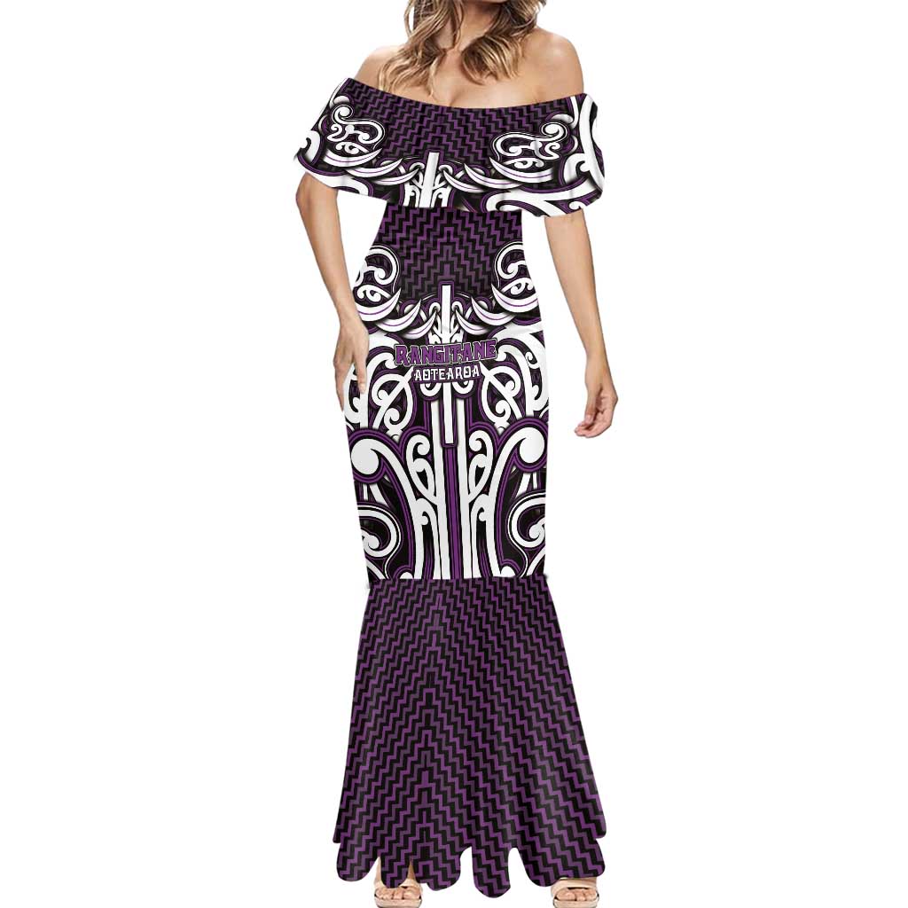 Custom Aotearoa Rangitane Mermaid Dress Maori Tribal Pattern Mix Poutama