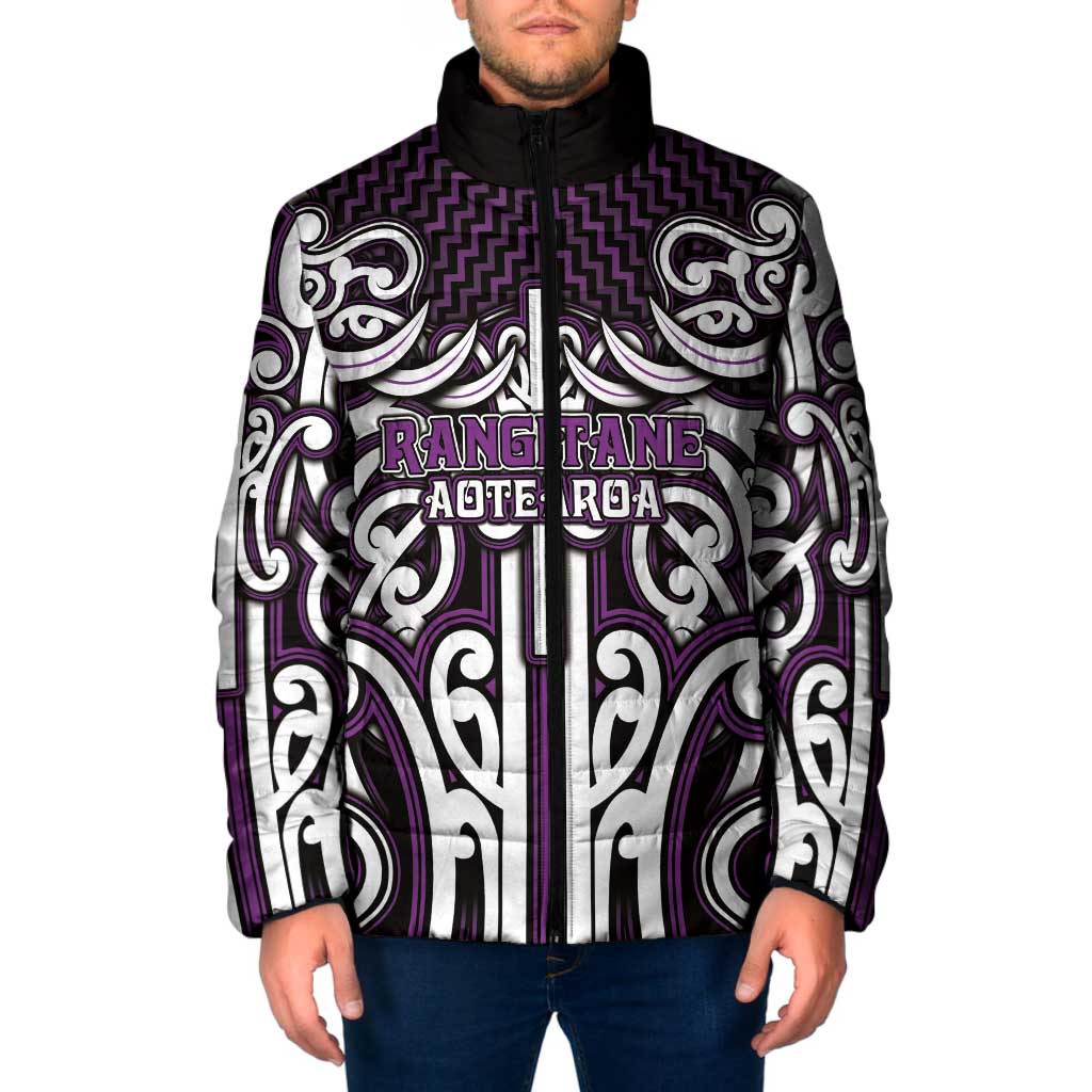 Custom Aotearoa Rangitane Padded Jacket Maori Tribal Pattern Mix Poutama