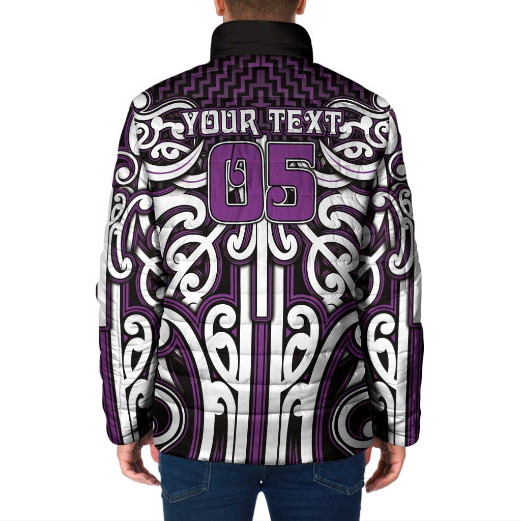 Custom Aotearoa Rangitane Padded Jacket Maori Tribal Pattern Mix Poutama