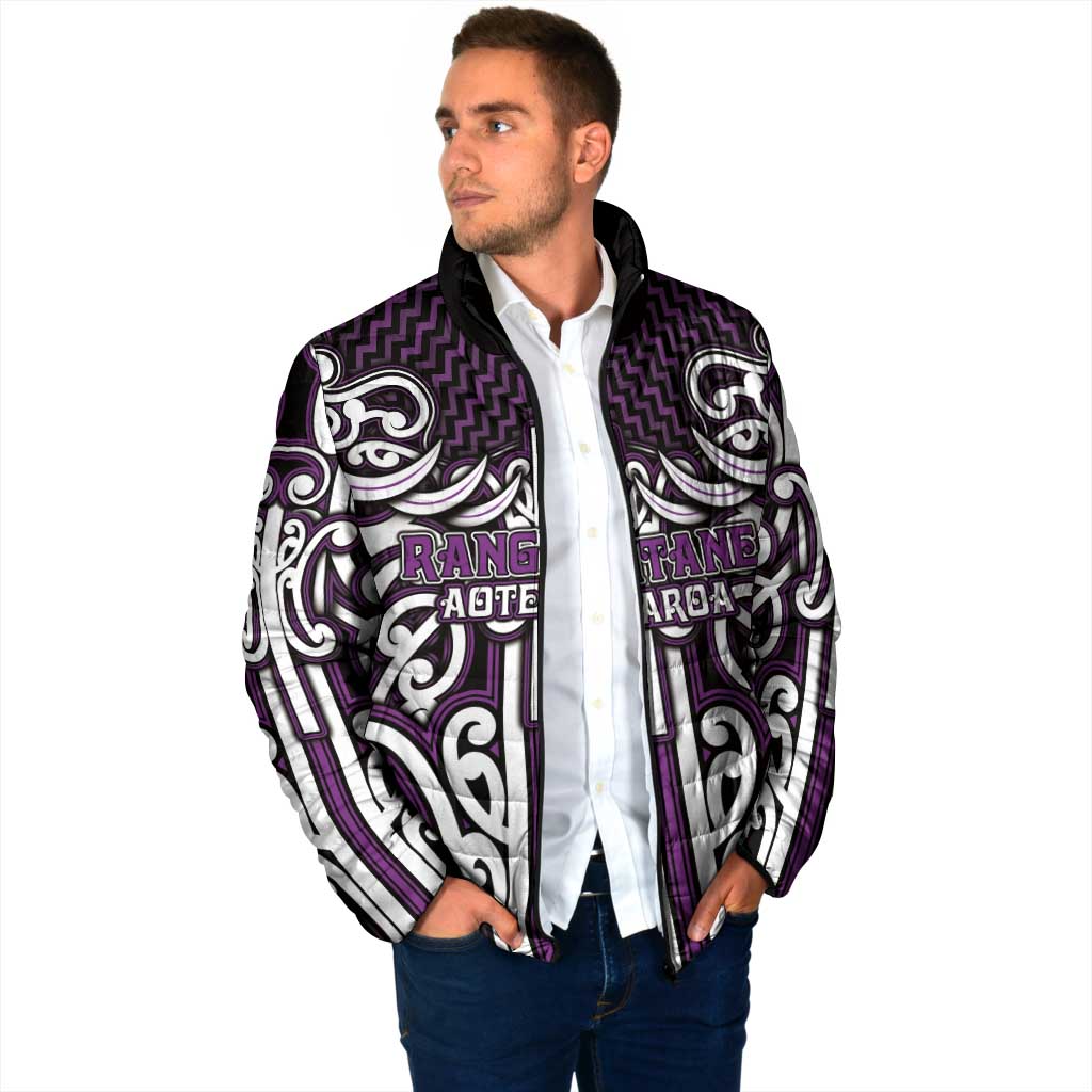 Custom Aotearoa Rangitane Padded Jacket Maori Tribal Pattern Mix Poutama