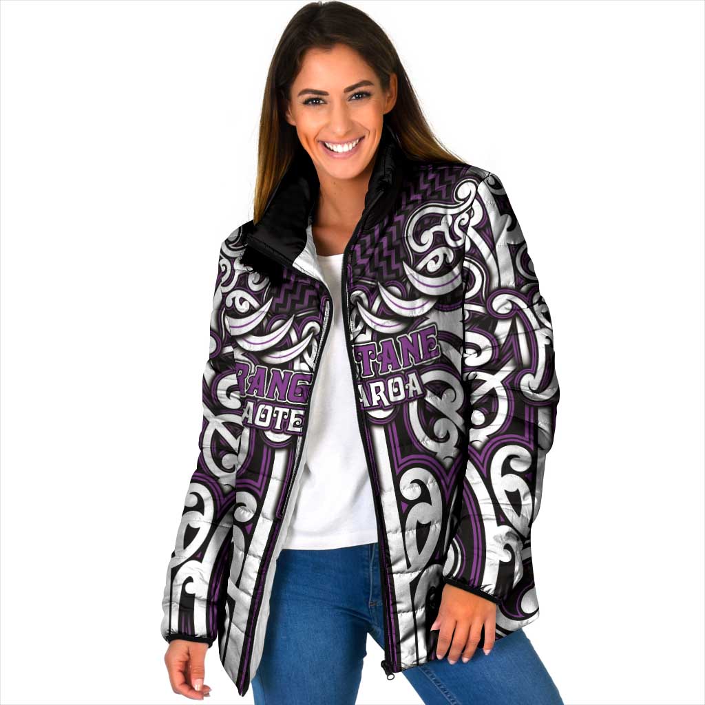 Custom Aotearoa Rangitane Padded Jacket Maori Tribal Pattern Mix Poutama