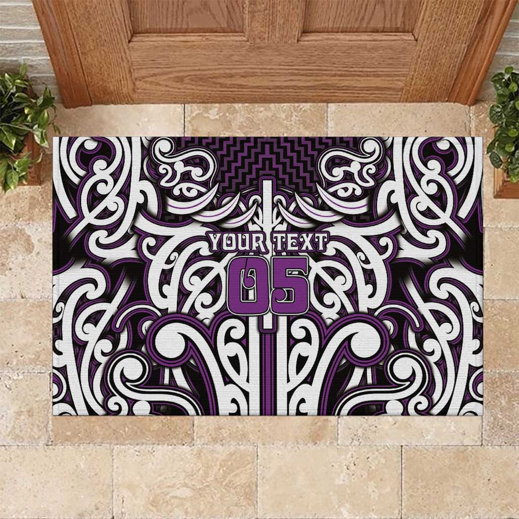 Custom Aotearoa Rangitane Rubber Doormat Maori Tribal Pattern Mix Poutama