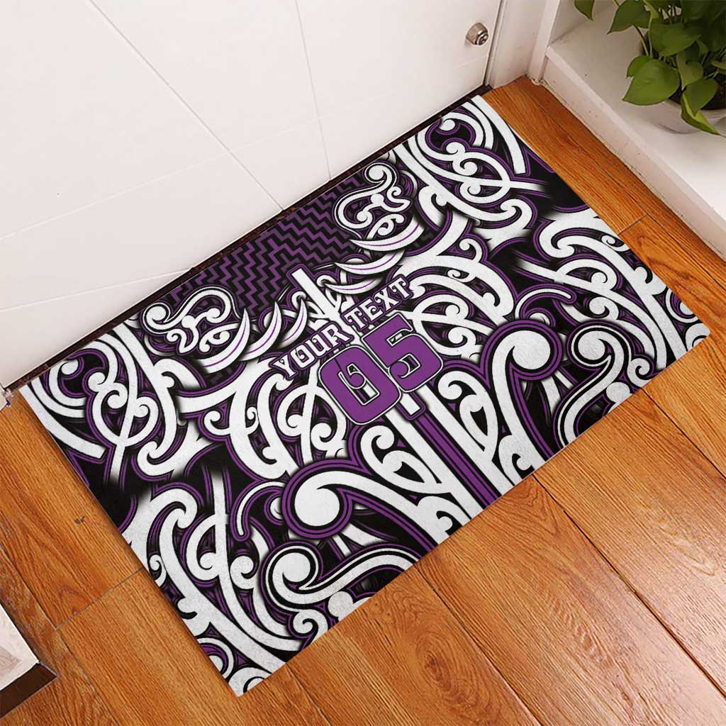 Custom Aotearoa Rangitane Rubber Doormat Maori Tribal Pattern Mix Poutama
