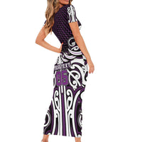 Custom Aotearoa Rangitane Short Sleeve Bodycon Dress Maori Tribal Pattern Mix Poutama