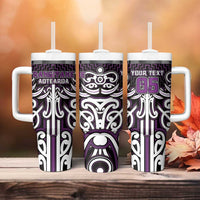 Custom Aotearoa Rangitane Tumbler With Handle Maori Tribal Pattern Mix Poutama LT05 - Polynesian Pride