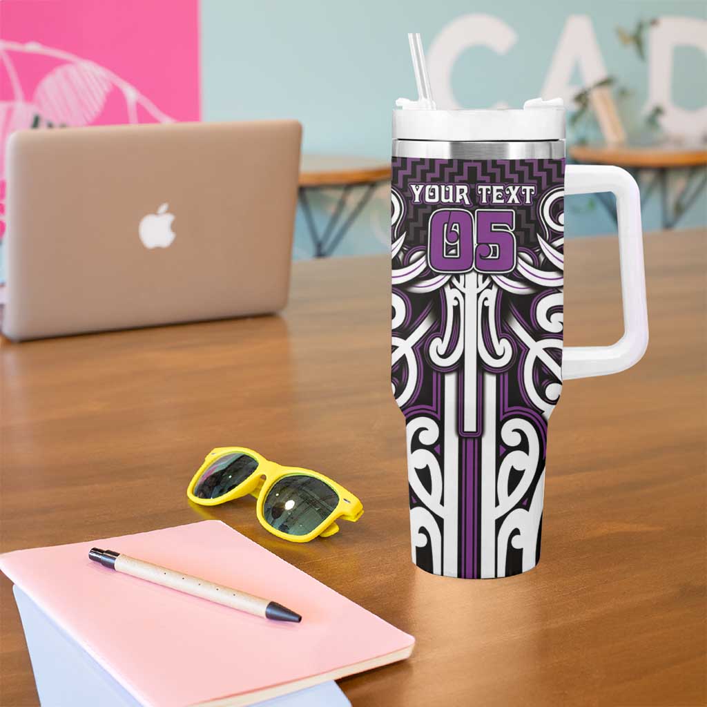 Custom Aotearoa Rangitane Tumbler With Handle Maori Tribal Pattern Mix Poutama LT05 - Polynesian Pride