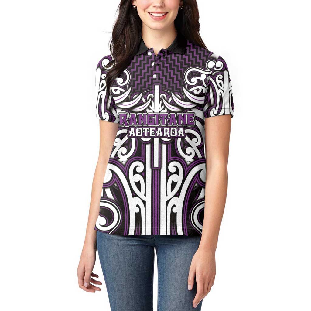 Custom Aotearoa Rangitane Women Polo Shirt Maori Tribal Pattern Mix Poutama