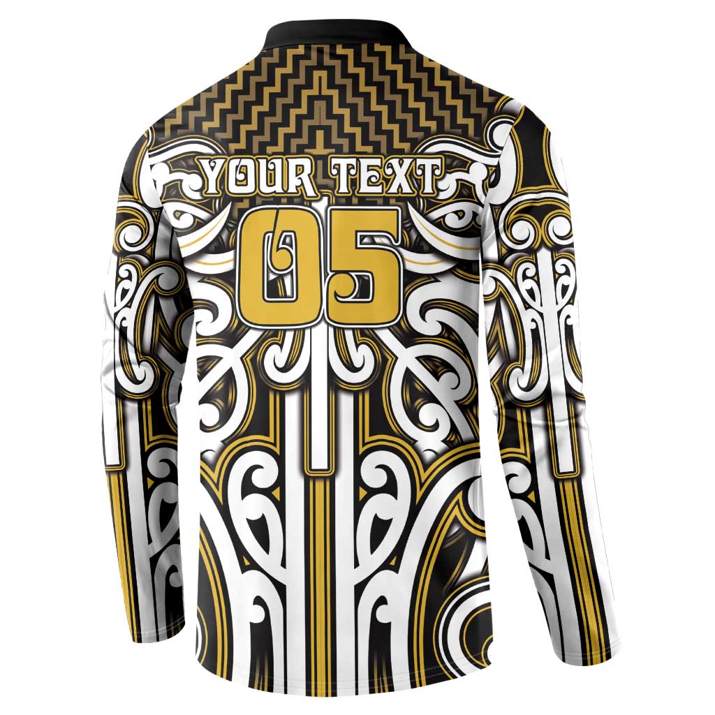 Custom Aotearoa Taranaki Button Sweatshirt Maori Tribal Pattern Mix Poutama