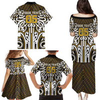 Custom Aotearoa Taranaki Family Matching Puletasi and Hawaiian Shirt Maori Tribal Pattern Mix Poutama