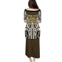 Custom Aotearoa Taranaki Family Matching Puletasi and Hawaiian Shirt Maori Tribal Pattern Mix Poutama