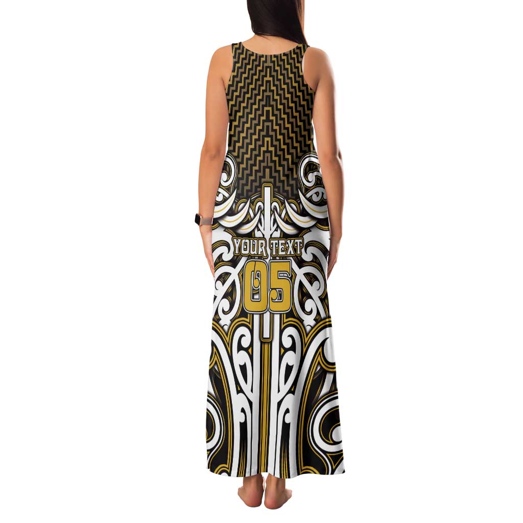 Custom Aotearoa Taranaki Family Matching Tank Maxi Dress and Hawaiian Shirt Maori Tribal Pattern Mix Poutama