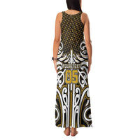 Custom Aotearoa Taranaki Family Matching Tank Maxi Dress and Hawaiian Shirt Maori Tribal Pattern Mix Poutama