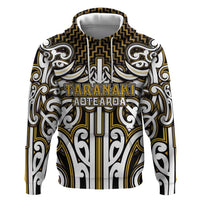 Custom Aotearoa Taranaki Hoodie Maori Tribal Pattern Mix Poutama
