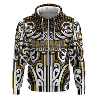 Custom Aotearoa Taranaki Hoodie Maori Tribal Pattern Mix Poutama