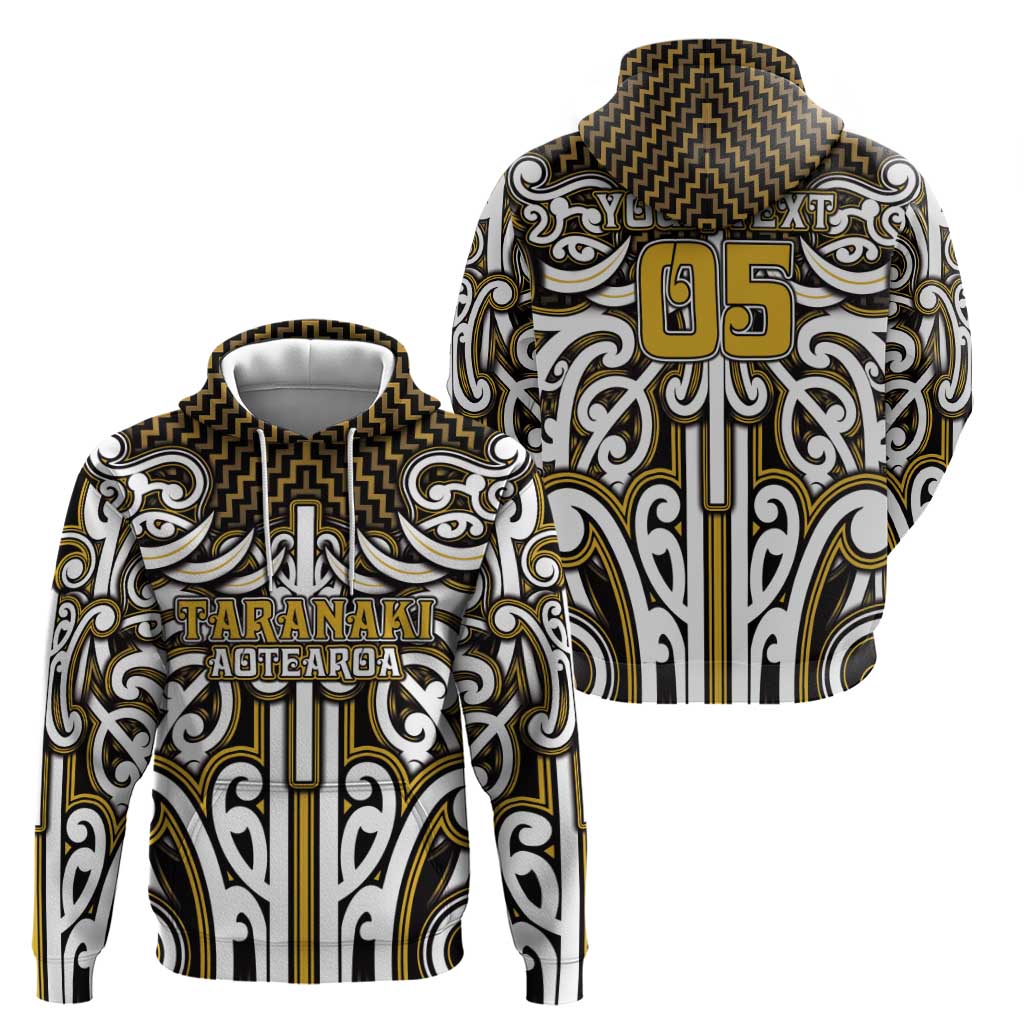 Custom Aotearoa Taranaki Hoodie Maori Tribal Pattern Mix Poutama