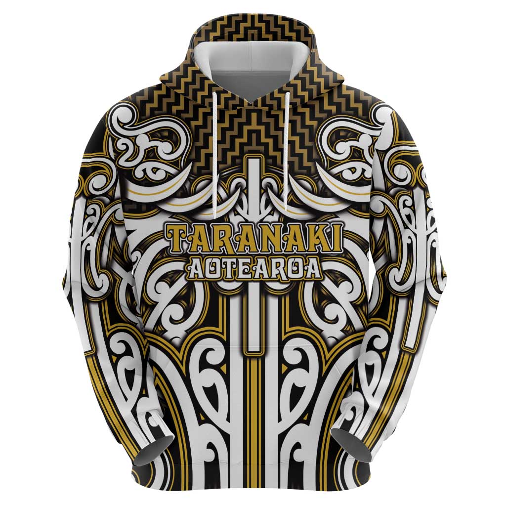 Custom Aotearoa Taranaki Hoodie Maori Tribal Pattern Mix Poutama