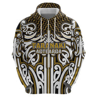 Custom Aotearoa Taranaki Hoodie Maori Tribal Pattern Mix Poutama
