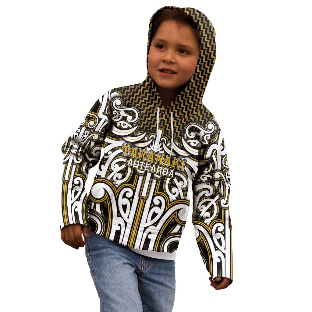 Custom Aotearoa Taranaki Kid Hoodie Maori Tribal Pattern Mix Poutama LT05 - Polynesian Pride