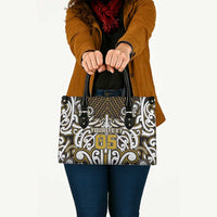 Custom Aotearoa Taranaki Leather Bag Maori Tribal Pattern Mix Poutama