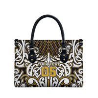 Custom Aotearoa Taranaki Leather Bag Maori Tribal Pattern Mix Poutama